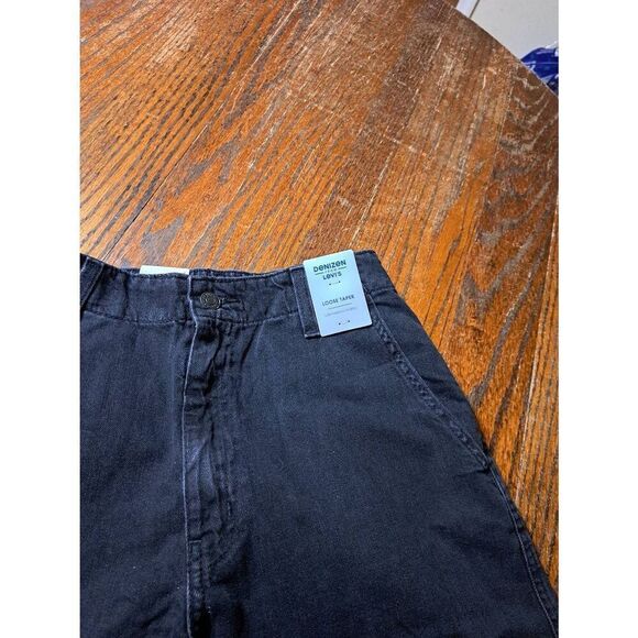 New Size 4 W27 Denizen by Levis Black Loose Taper Denim Jeans Crop Ankle Capri - Picture 3 of 4